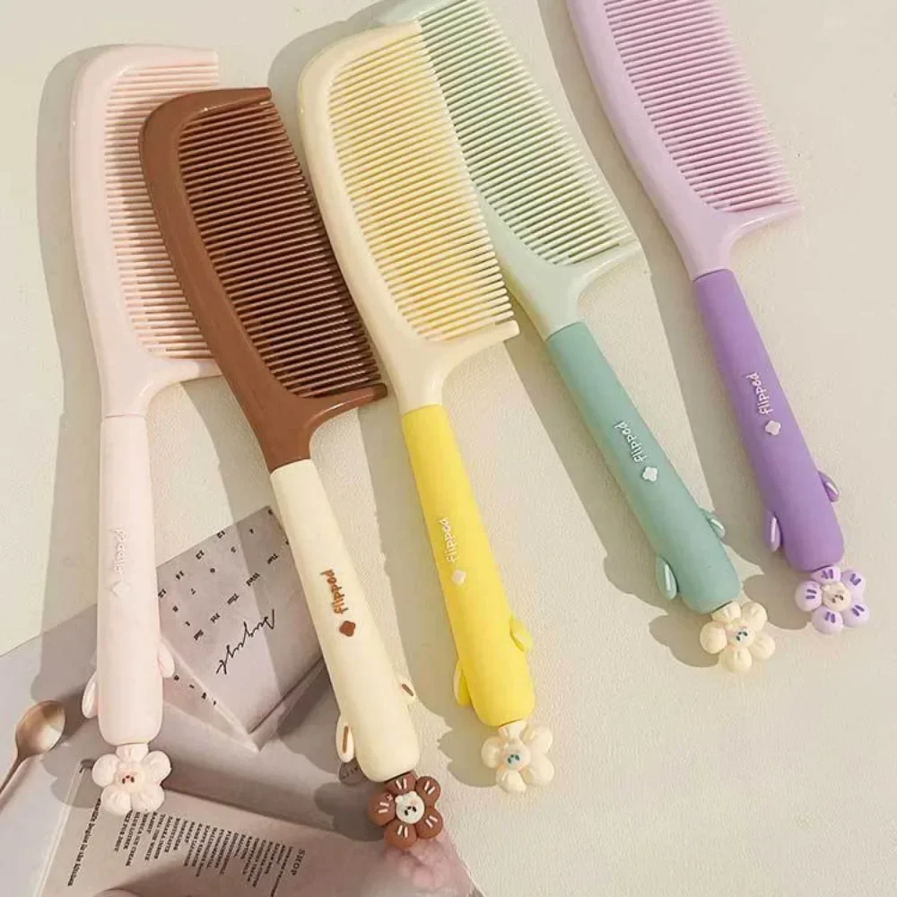 Cartoon Kawaii Flower Baby Hair Brushes Combs Bunny Soft Handles Resin Combs for Little Girl Hair Accessories Milk Tea Wholesale