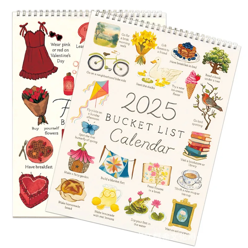 

2025 Calendar Bucket List Calendar Family Monthly Schedule Planner New Year's Gift Wish List Calendar Home Decoration