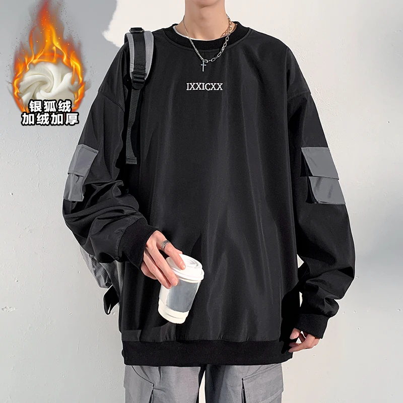 

Hip Hop Sweatshirts for Men Harajuku Male Clothes Thickening Oversize Sweatshirts Man Original Brands Pullovers Pullover Men's