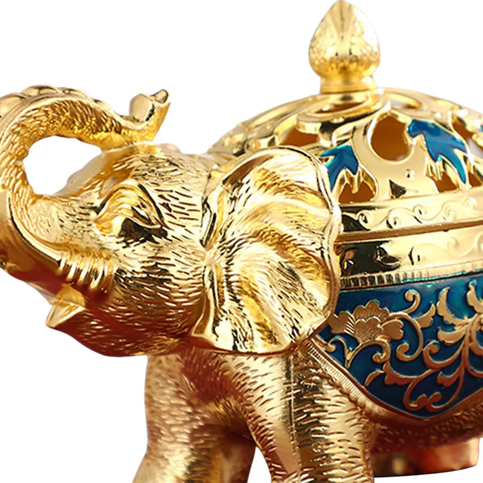 

Elephant Statue Incense Burner Censer Incense Holder for Desk Home Decor Blue