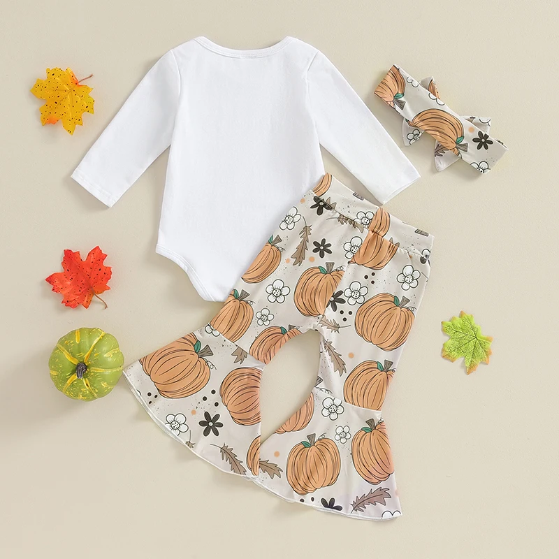 Toddler Girls Halloween Outfit Black Short Sleeve Ghost Print T-shirt Orange Pumpkin Print Leggings Headband Set for Fall