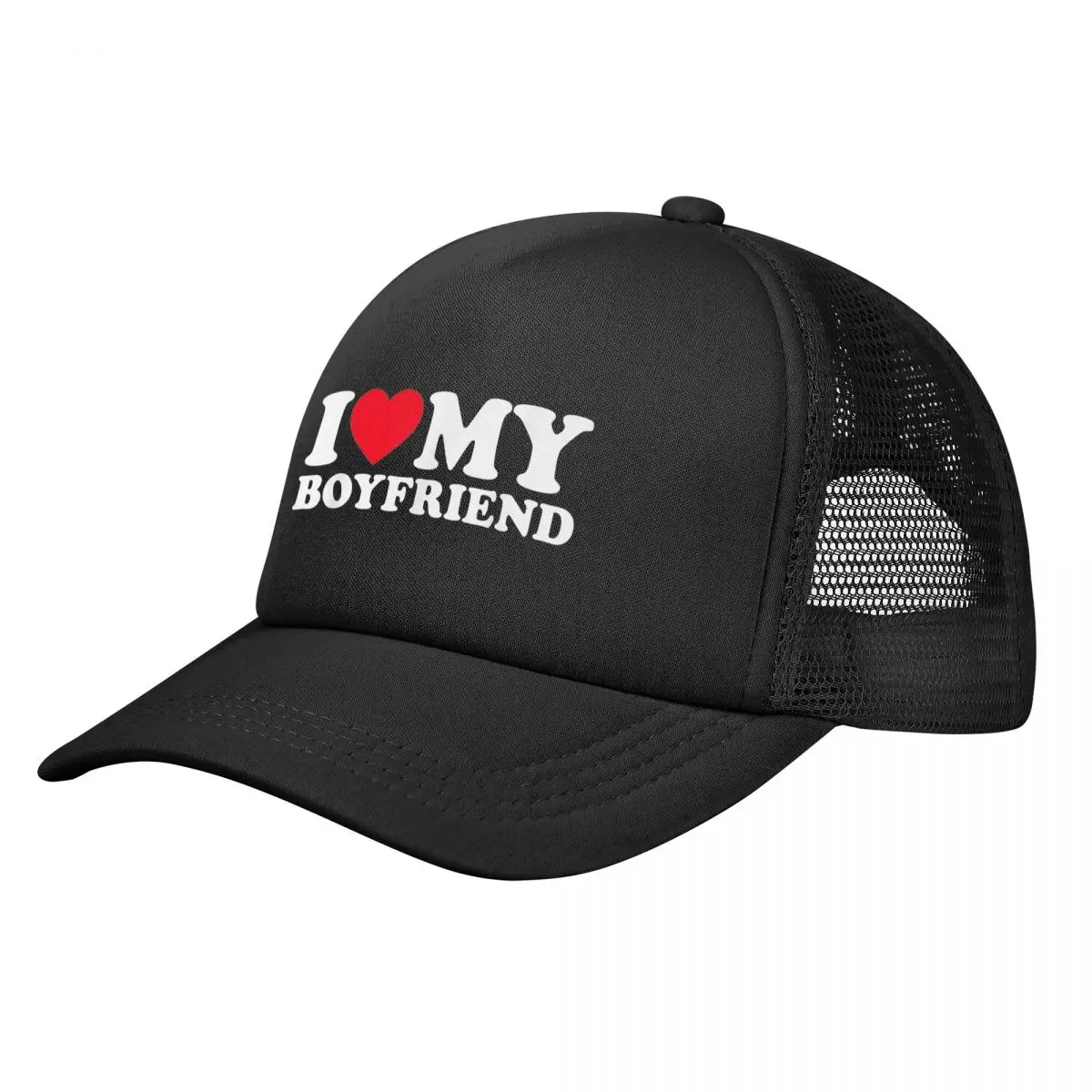 I Love My Boyfriend I Heart Mesh Baseball Caps Unisex Hip-Hop Trucker Hat  Breathable Snapback Caps Dad Hat Summer Trucker Hat