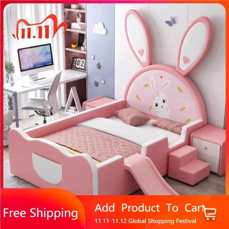

Salon Cute Girl Bed Bases Frames Kids Modern Queen Wood Princess Children Bed Space Saving Japanese Beliche Library Furniture