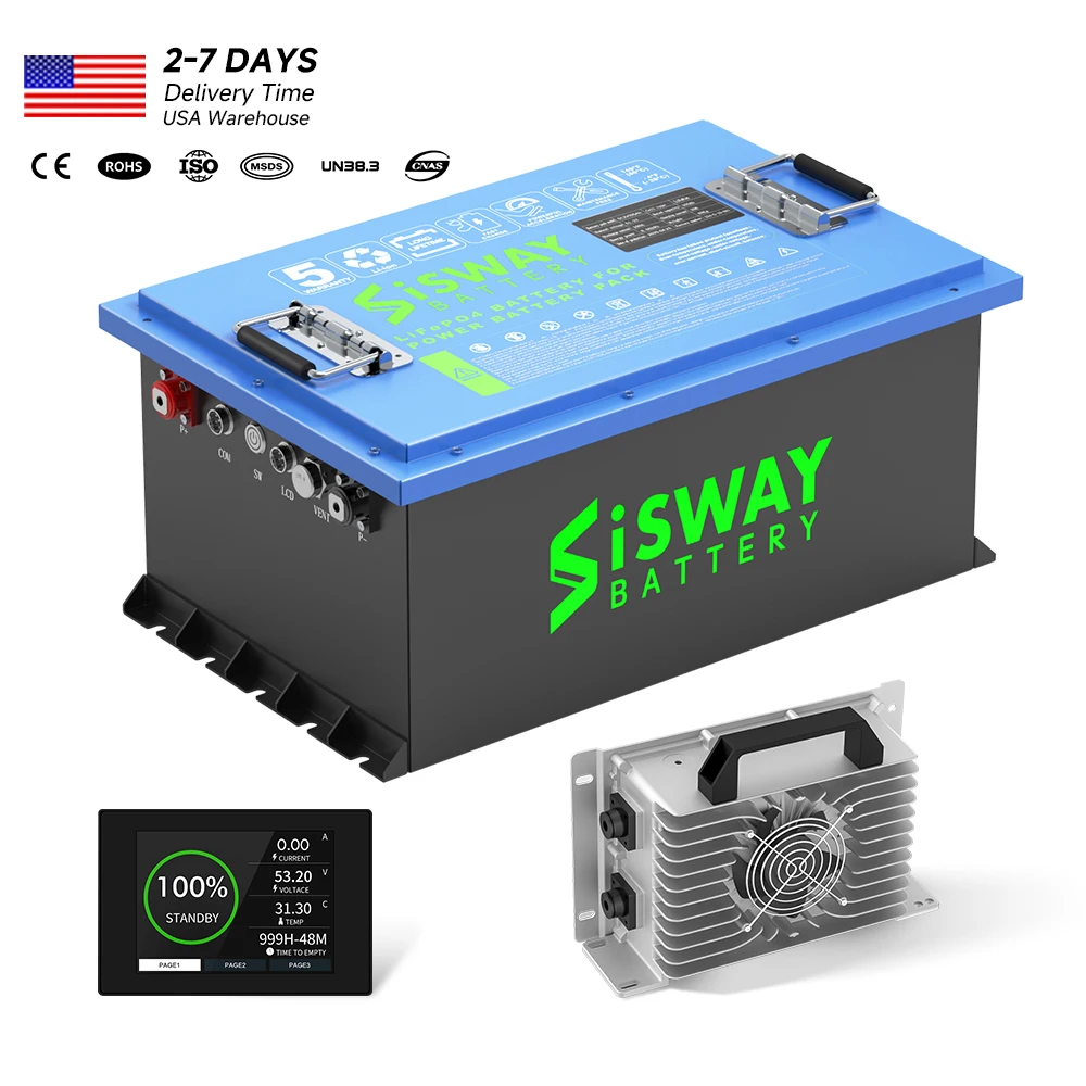 

48V 105Ah Golf Cart Lithium Battery Smart 200A BMS with Touch APP Supported 4000+ Deep Cycles MAX 10.24Kw for Golf Cart