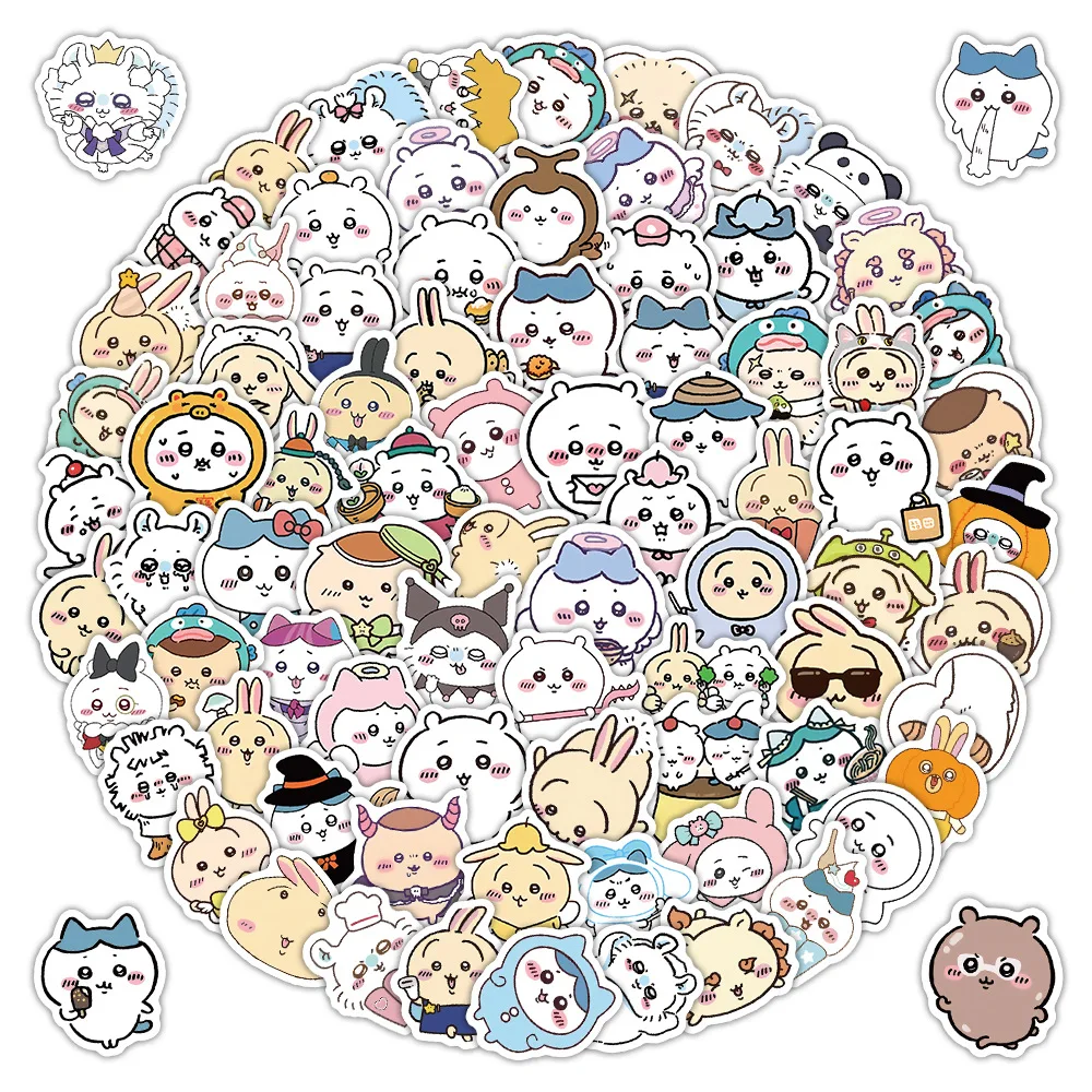 102 Chiikawa Cartoon Stickers, Hachiware Usagi Stickers Momonga Hot-selling Handbook Mobile Phone Tablet and Notebook Stickers