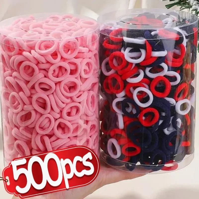 100/500pcs Women Girls Colorful Nylon Elastic Hair Bands Ponytail Hold Hair Tie Rubber Bands Scrunchie Kids Hair Accessories