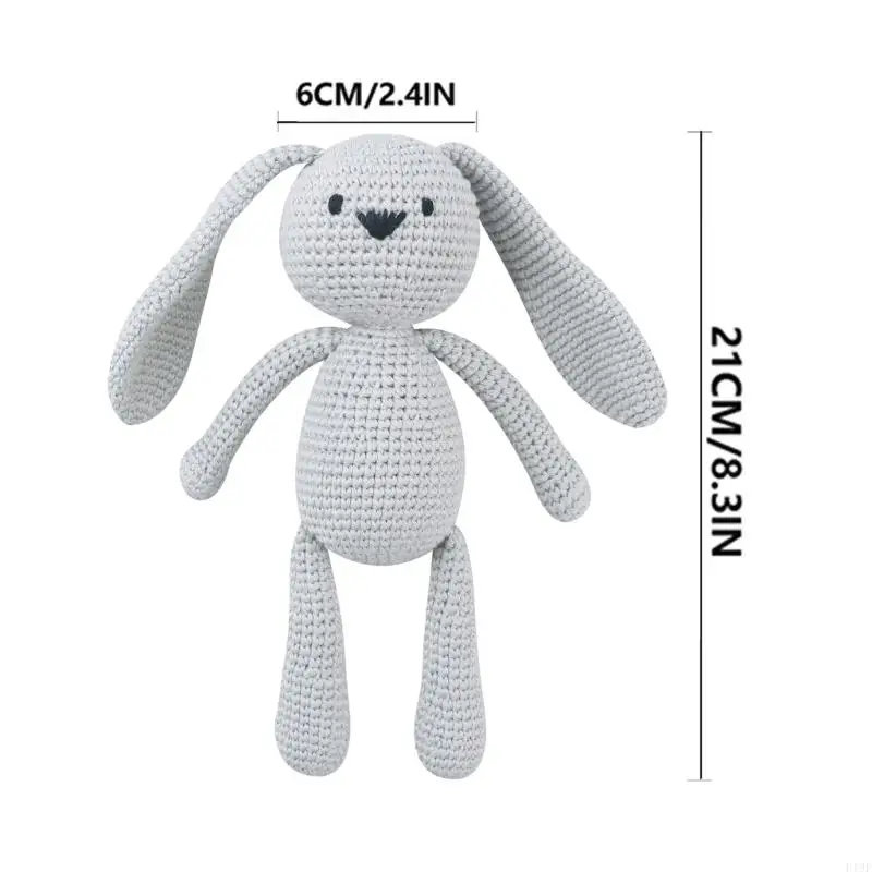 F19F Rabbit Plush ตุ๊กตาสัตว์ถักนิตติ้งตุ๊กตาเด็กนอนของเล่นของเล่นแรกเกิดแฮนด์เมด