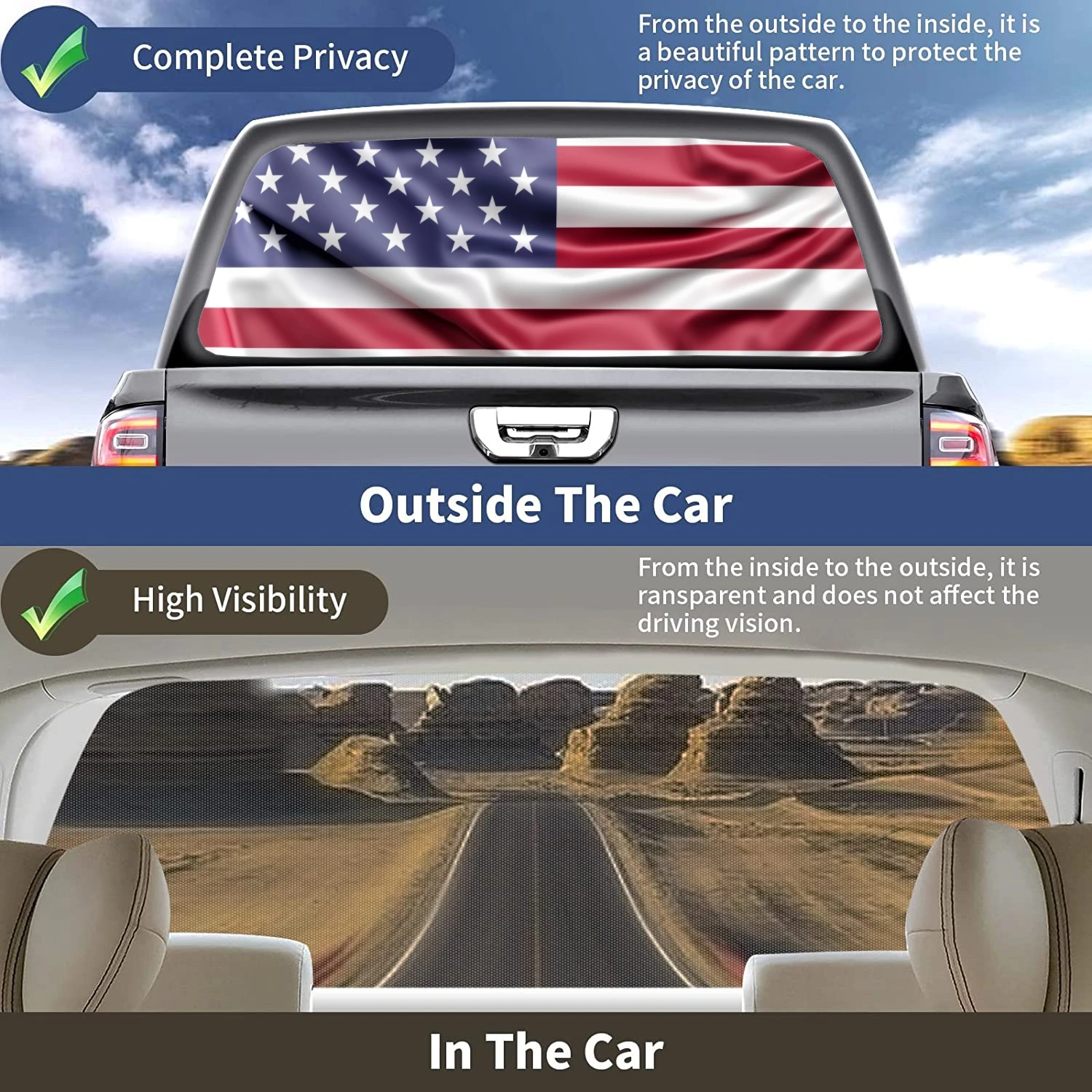 American flag Car rear window decal sticker decoration for trucks cars perforated vinyl universal wrap sticker