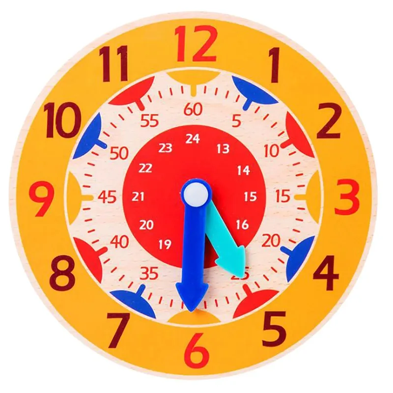 Children Montessori Wooden Clock Toys Hour Minute Second Cognition Colorful Clocks Toys For Kids Early Preschool Teaching Toys