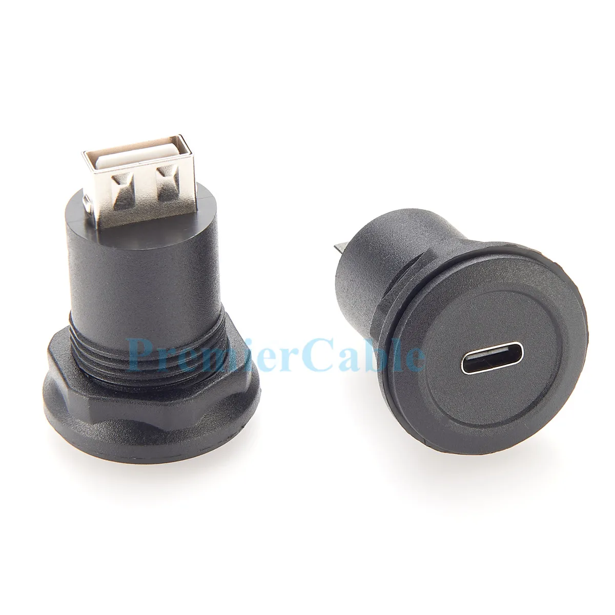 USB C Female to USB A Female Connector Round Flush Panel Mount USB Type A to C Converter Extender Bulkhead Passthrough Socket