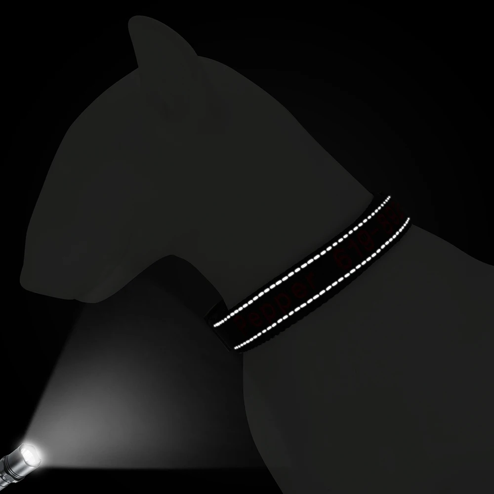 Personalisierte bestickte Hundehalsbänder aus Nylon, individuelles Welpen-ID-Namenhalsband für kleine, mittelgroße und große Hunde, verstellbares Haustierhalsband – Detail 6