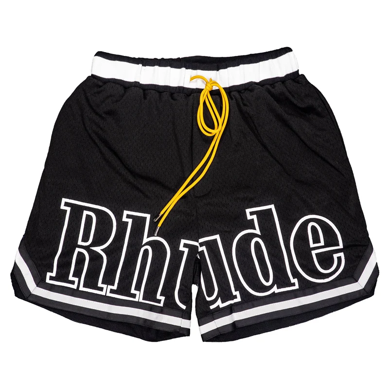 

Rhude Casual Shorts Summer High Street Hip-hop Multicolor Trend Breathable Quick Drying Mesh Sports Shorts