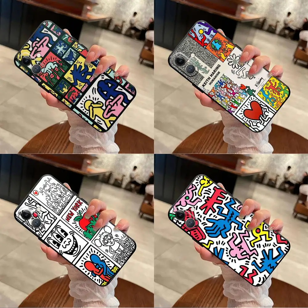 Capa de Telefone Macia K-Kei th-har ing para iPhone 15 16 14 Plus 13 12 11 17 Pro Max 17 Air Preta