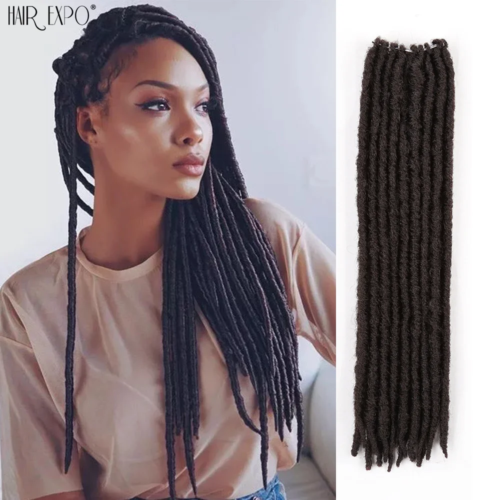 

18Inch Straight Faux Locs Crochet Hair Synthetic Dreadlocks Braids Hair Extension Soft Gypsy Locs Ombre Goddess Locs For Women