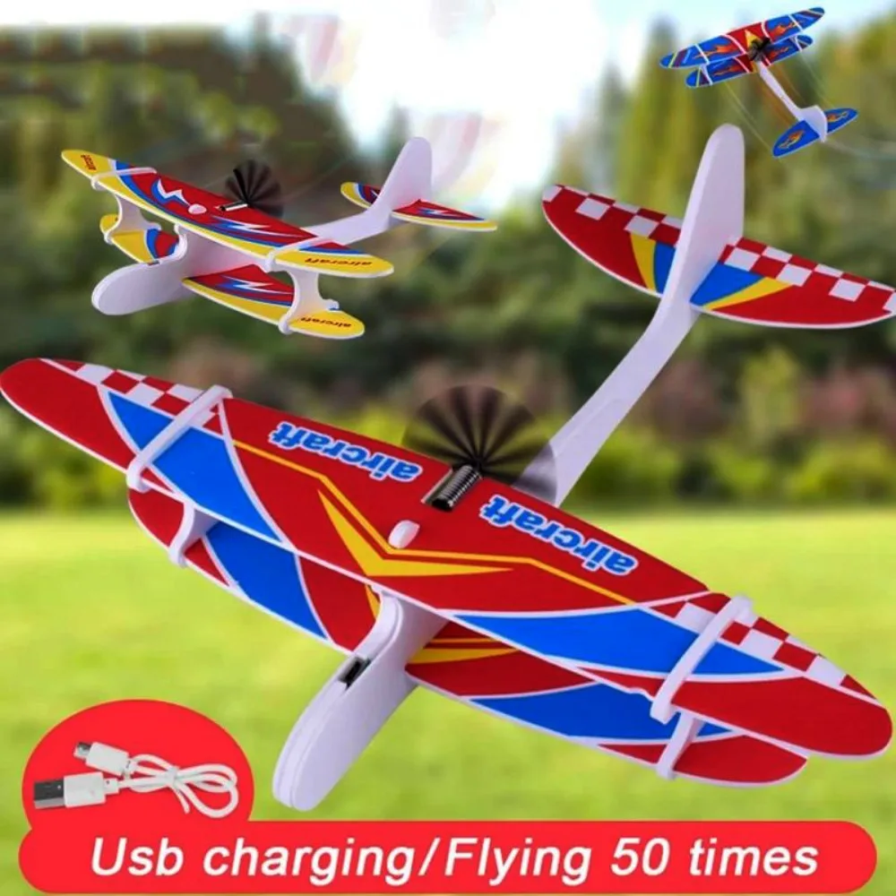 with LED Light Outdoor Electric Foam Glider Ligthweight Popular Hand Airplanes Capacitor Multistyles Aircraft Plane Model