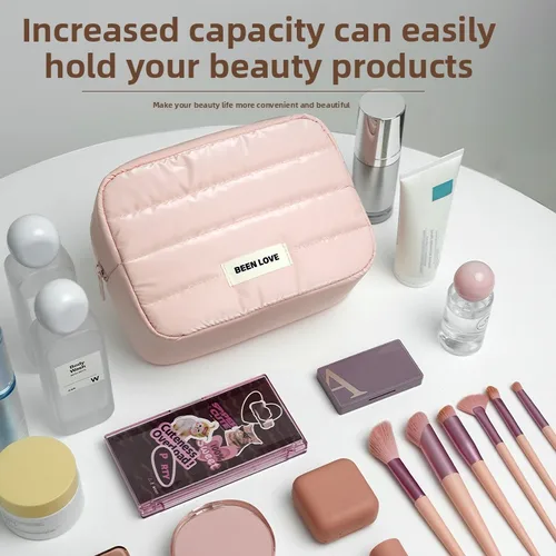 Imagen 1 del producto Bolsa de cosméticos portátil organizadora de viaje, bolsa de almacenamiento multifuncional, bolsa de maquillaje de gran capacidad a la moda