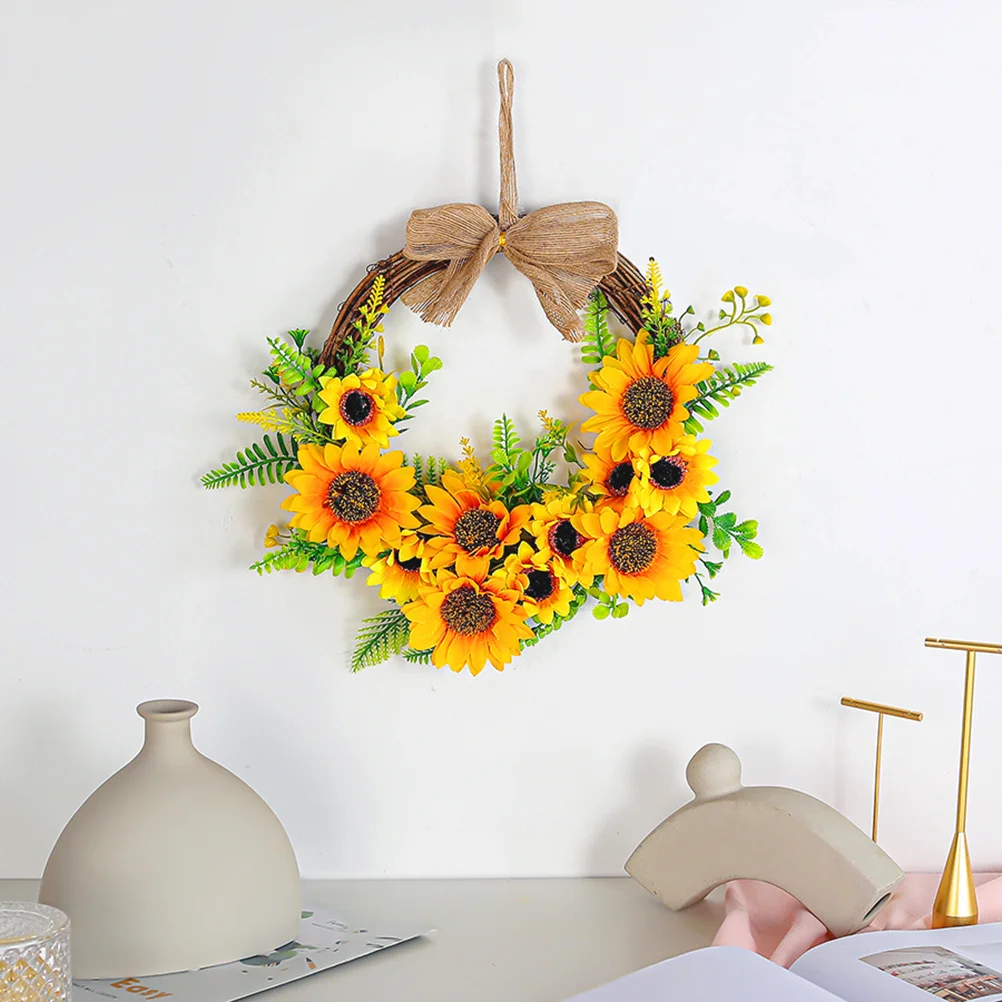 

30Cm Artificial Sunflower Door Decor , Wall Hanging Flower Wreath For Party Holiday Decoration, Indoor Outdoor Use, Simulated