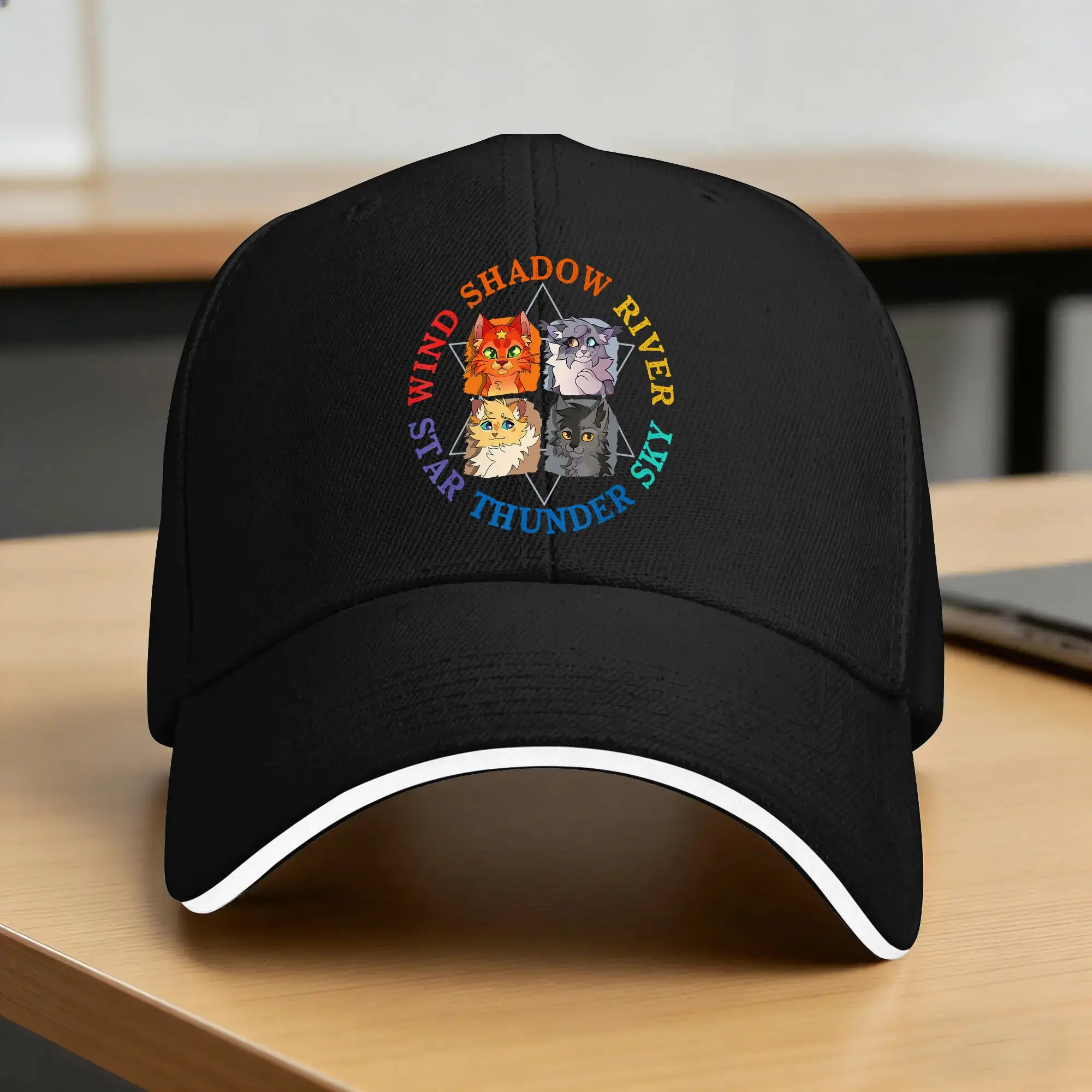 Wind Shadow River Star Thunder Sky Cat Feline Baseball Cap Fire Star Cat Couple Trucker Hat Summer Outdoor Sport Baseball Caps
