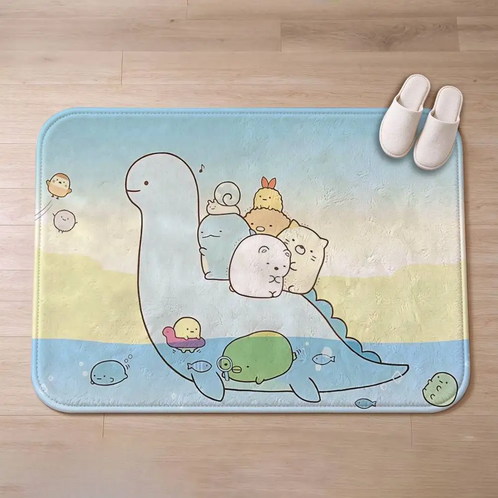 Cute S-Sumikko Gurashi Short Plush Non-Slip Floor Mat, Easy to Clean, for Bathroom Door & Bedroom Door