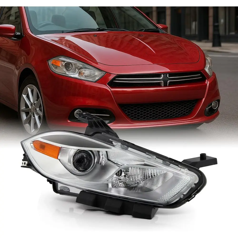 

Подходит для Dodge Dart 2013-2016 [Галогенный тип] Хромированная фара-проектор, правая сторона пассажира, с хромированной окантовкой