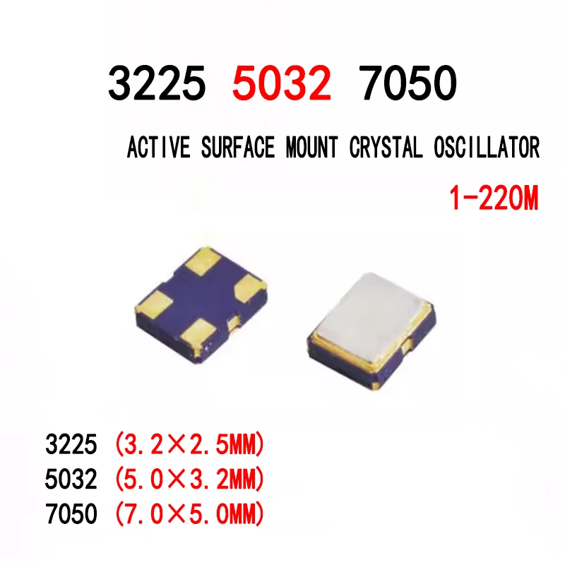 10PCS 3225 5032 7050 1MHZ 2 4 6 8 10 12 16 20 24 25 27 48M 50MHz 3.579545MHZ  4.9152MHZ Active surface mount crystal oscillator