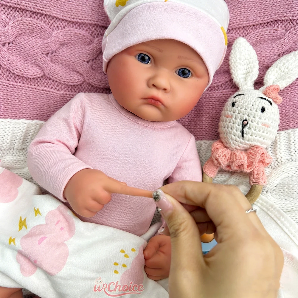 45cm Open Mouth Chubby Full Soft Silicone Reborn Doll Realistic Details Weighted Rebirth Doll for Keepsake Christmas Gift