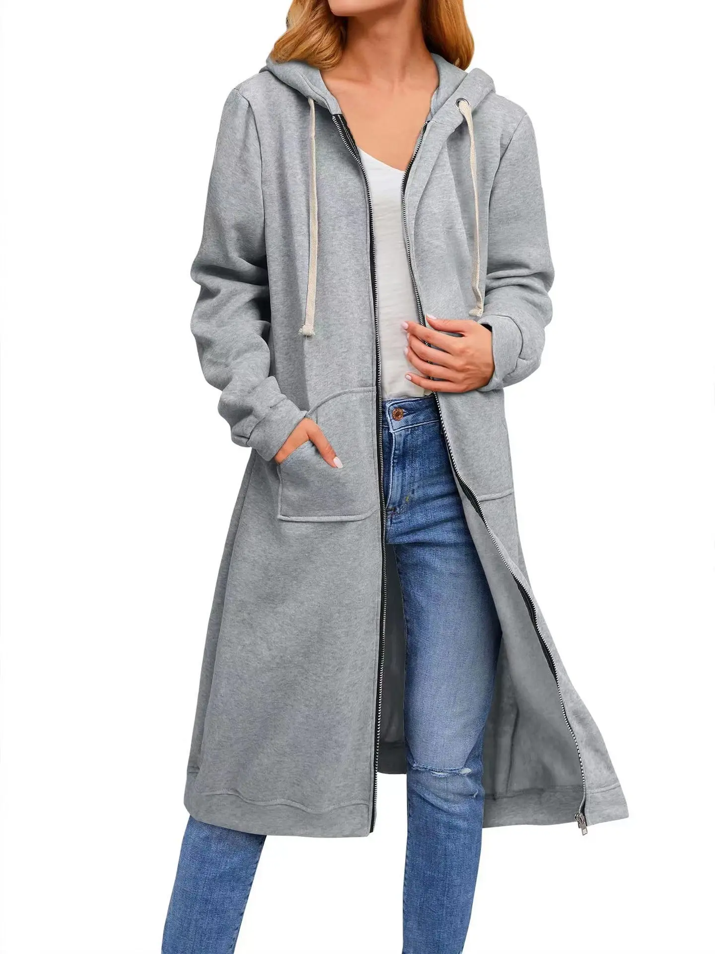 Autumn and Winter 2022 New Women's Casual Loose Zipper Long Cardigan Coat Long Sleeve Female Fashion Jackets Coats Lady Clothing