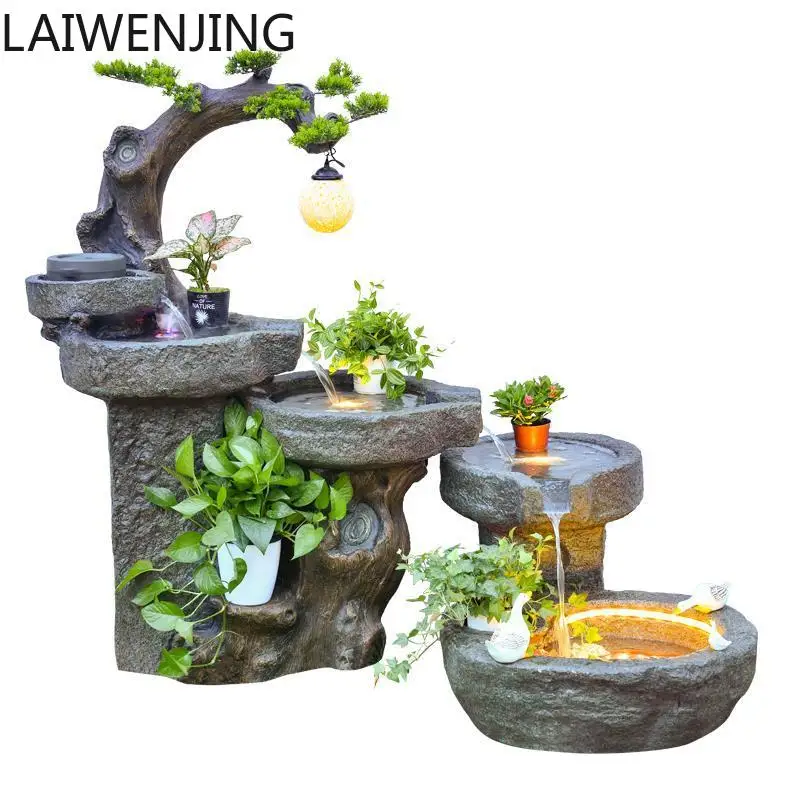 SGF Circular Flow Water Wealth Ornament Balcony Entrance Home Decor Floor Decoration