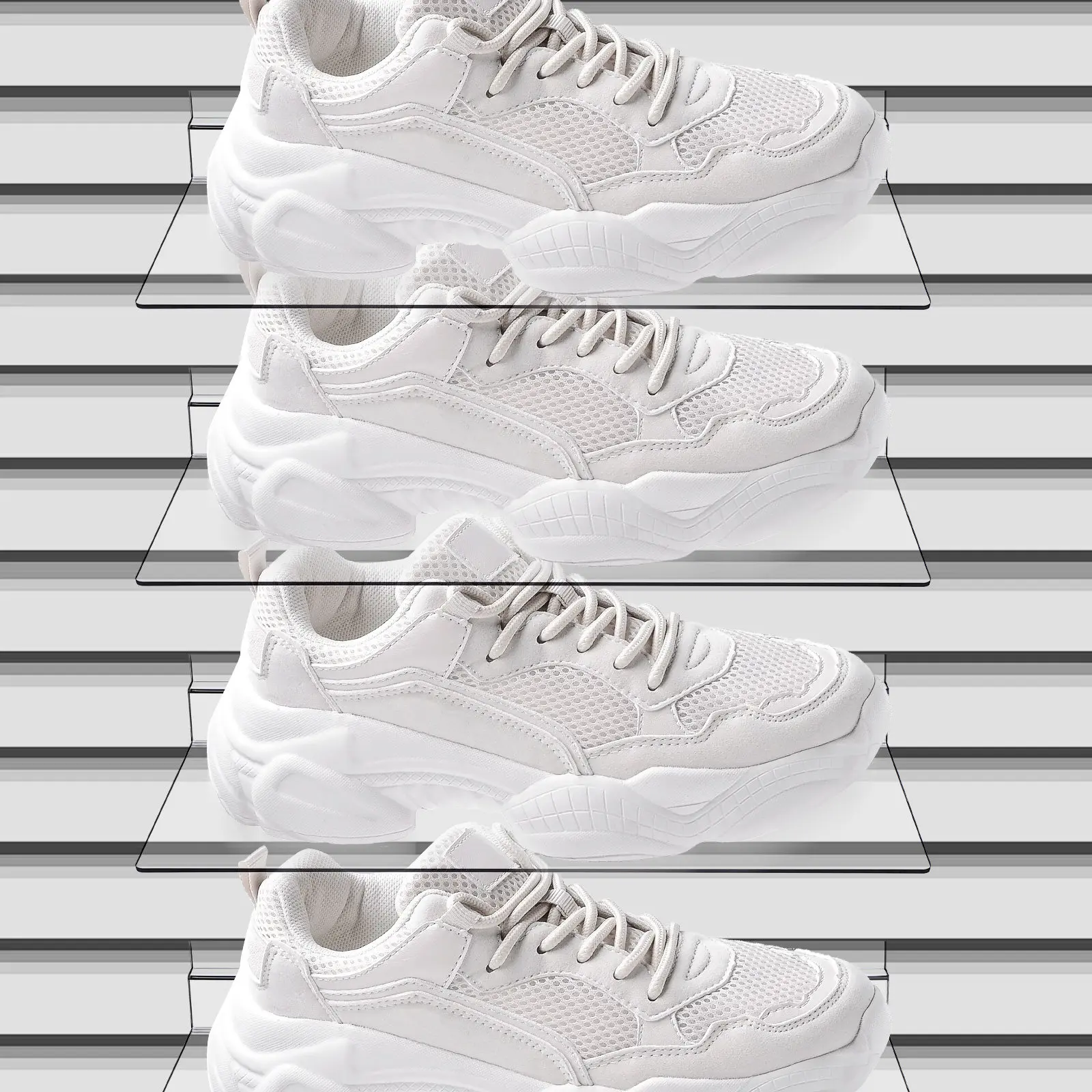 8Pcs Clear Acrylic Slatwall Shelf Wall Shoe Display Rack for Stores Boutiques Floating Shelf for Sneakers Handicrafts