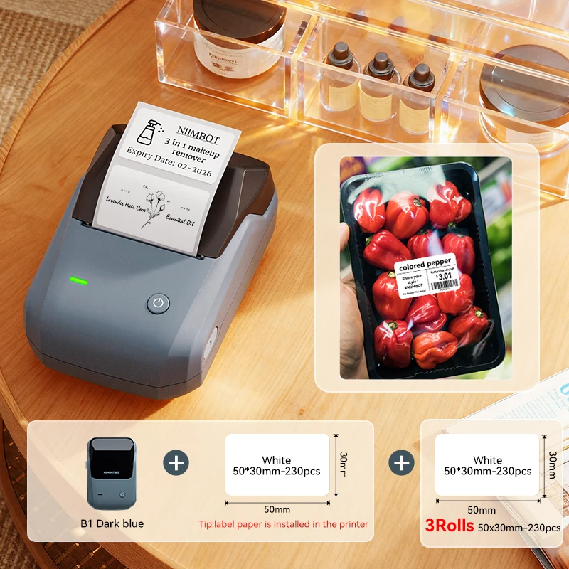 NIIMBOT B1 draagbare thermische printer met tapes 2-inch zelfklevende labelprinter Mini Bluetooth Sticker Maker Ondersteuning smartphones PC