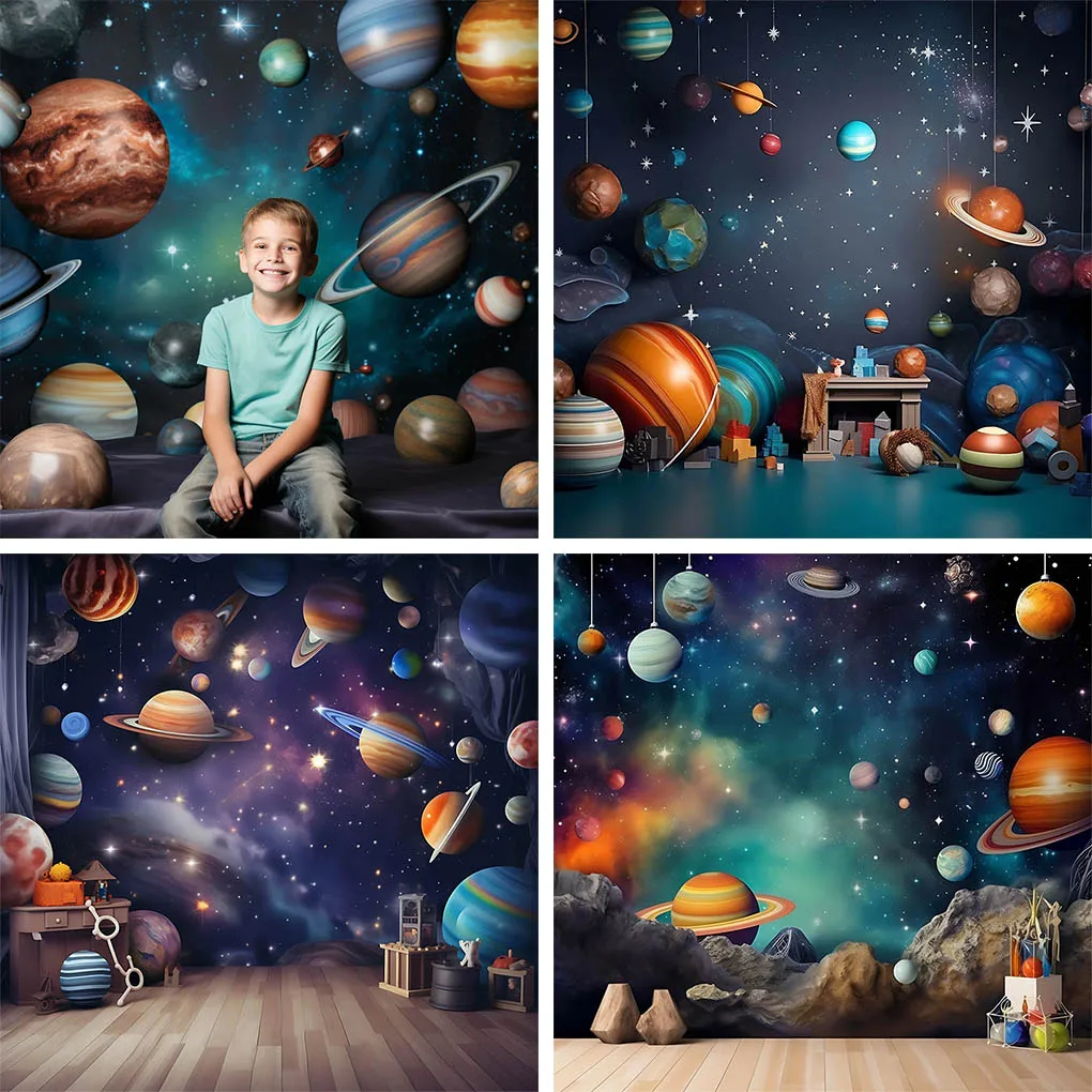 Mehofond 3d espaço galáxia tema fotografia pano de fundo menino festa de aniversário céu estrelado espaço aventura meteorito decoração fundo