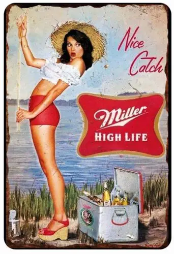 Miller High Life Retro Advertising All Metal Tin Sign  12 x 18