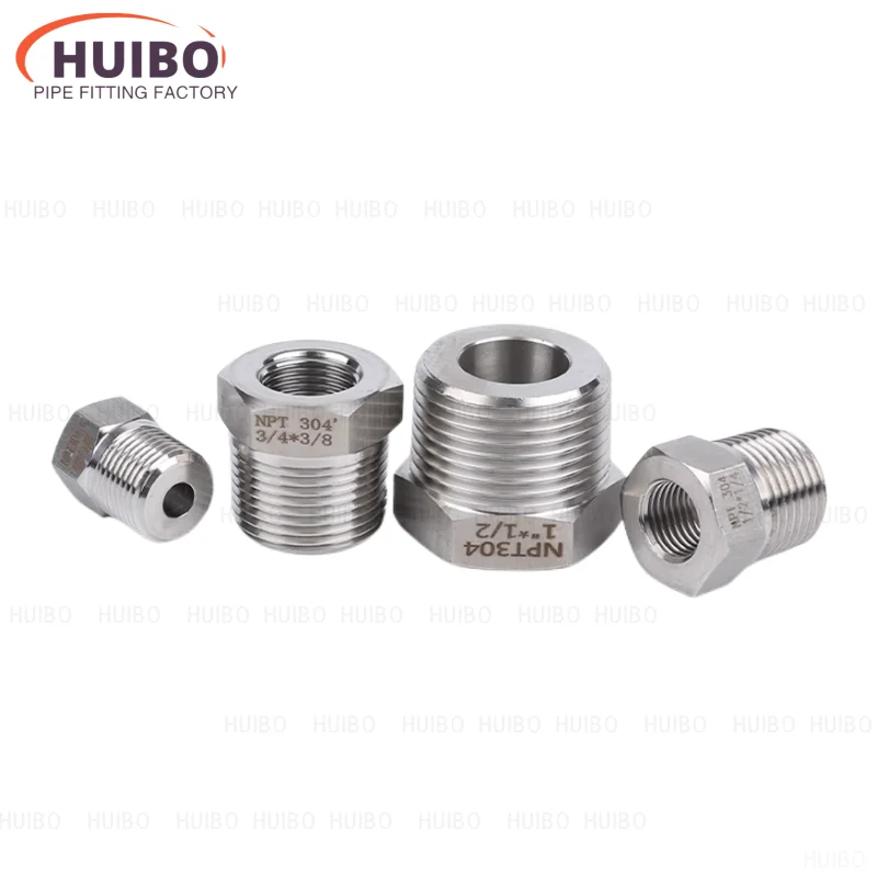 1pcs High Pressure Reducing Bushing NPT PT Thread Pipe Fitting 1/8 1/4 3/8 1/2 3/4 1 1-1/4 Adapter 304 Stainless Steel Connector