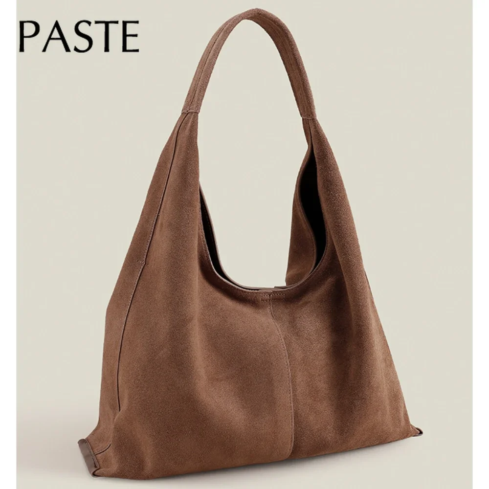 Neue 2026 Winter Trendy Matte Grün Große Kapazität Tote Wachsartige Nubuk Leder Frauen Schulter Tasche Freizeit Echt Wildleder Handtasche