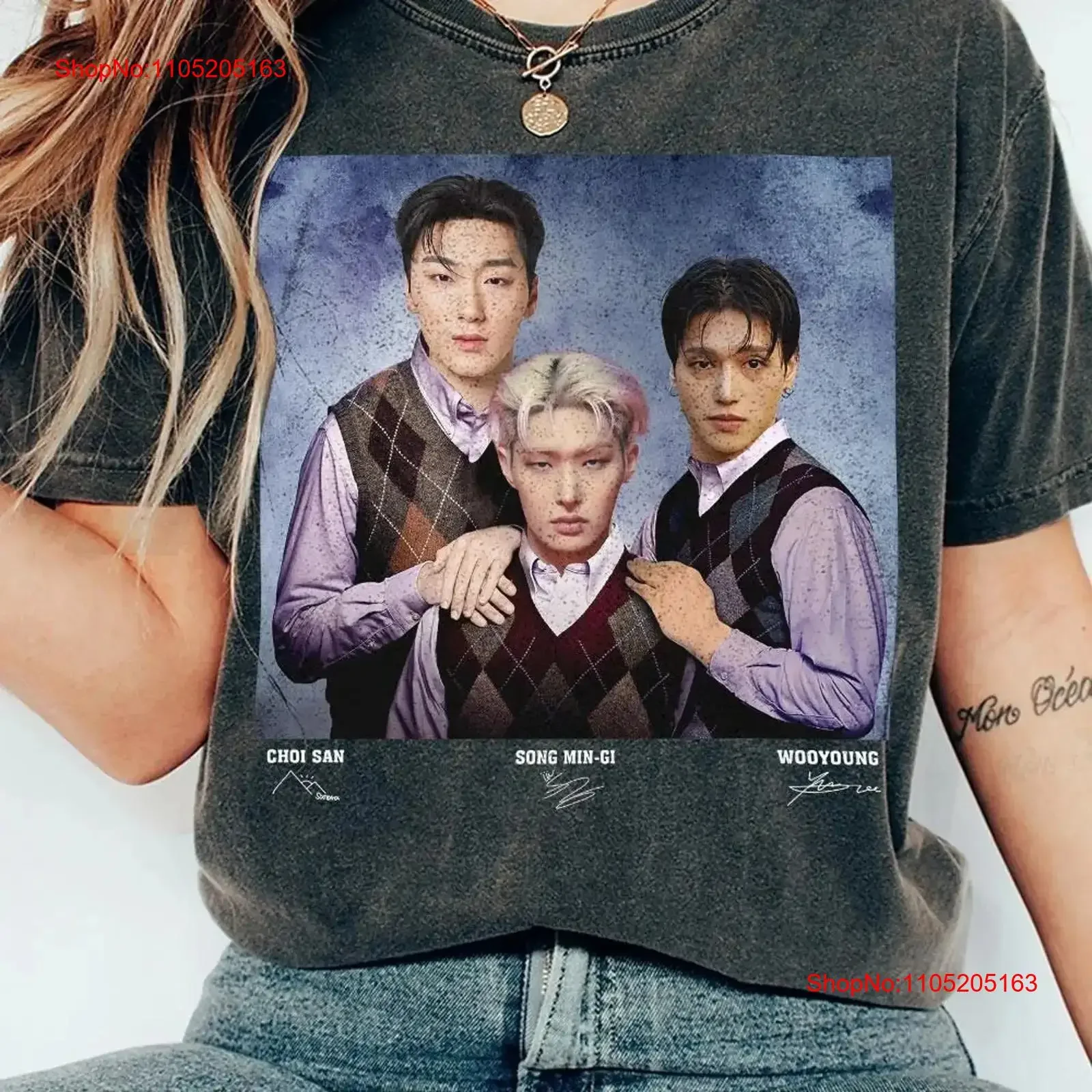 Ateez Step Bros Kpop Tour 2025 Music Vintage T Shirt Song Mingi San Wooyoung vintage Washed Soft Breathable designer clothes