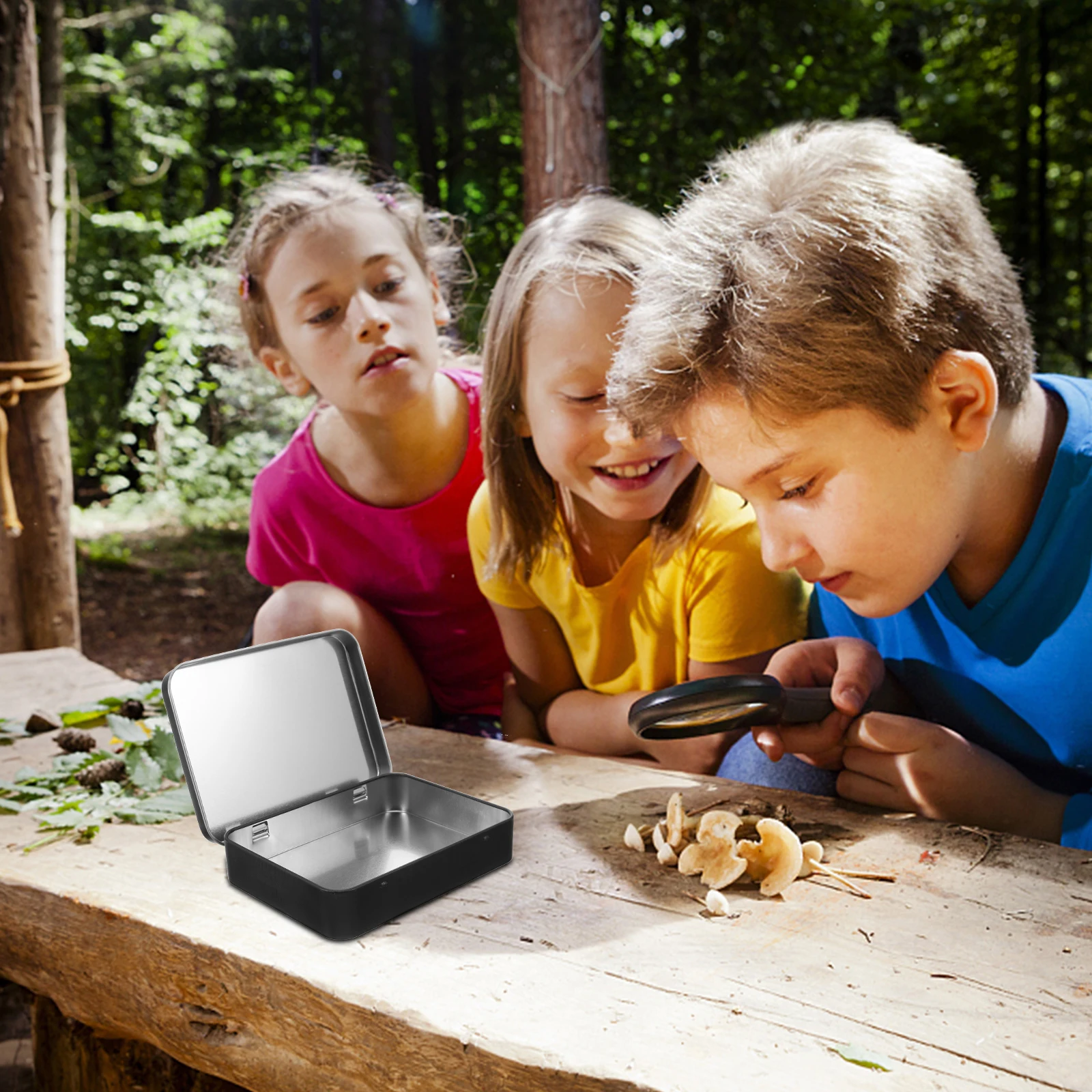 

Rectangular Tinplate Box Durable Metal Storage Container Hinged Lid Tinplate Tin Box Candy Jewelry Storage Holder