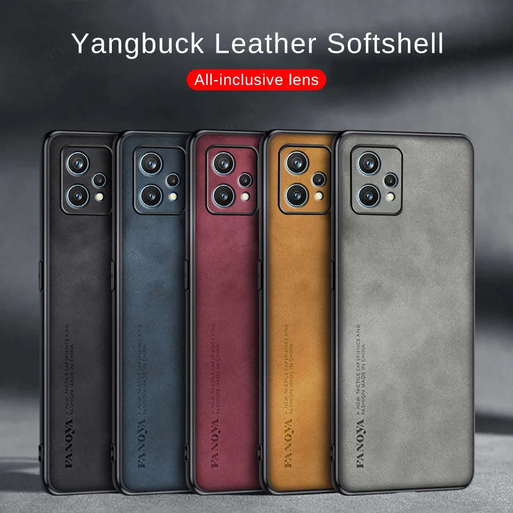 For Realme 9 Pro Plus 5G Lambskin Leather Soft TPU Frame Phone Cover Realmi 9 Pro 5G Realme 9i 4G Camera Protect Fundas Realme9