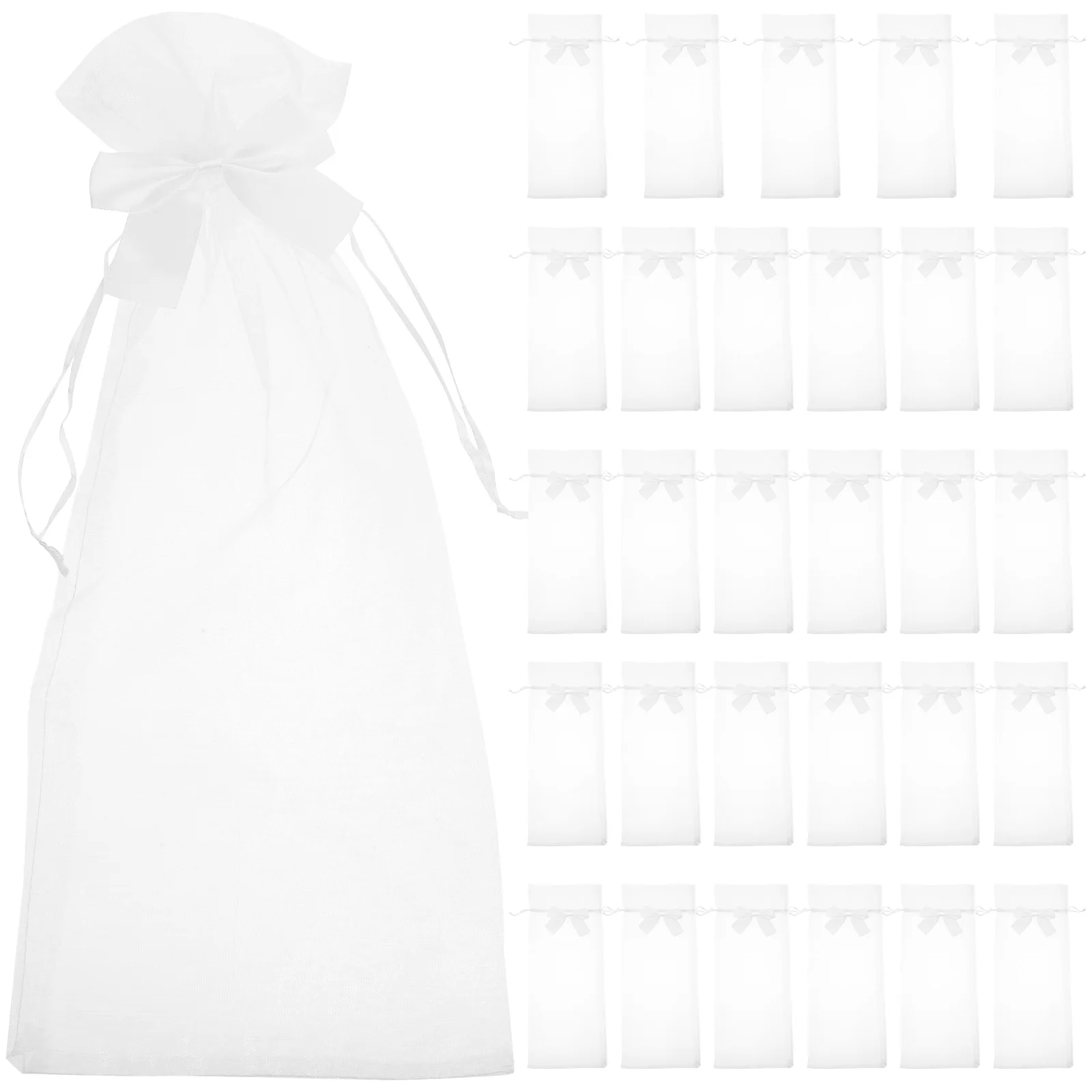 

30 Pcs Red Wine Gauze Bag Glass Bottle Packaging Birthday Guaze Bags Mesh Sleeves Drawstring Gift Storage Party Favor