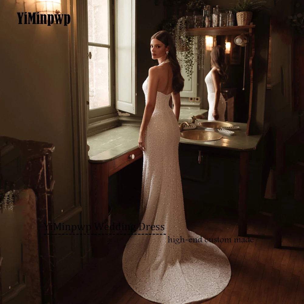 Customized Lace Wedding Dresses 2025 Luxury Mermaid Sleeveless O-Neck Beaded vestidos de novia Exquisite Bride Gowns Backless