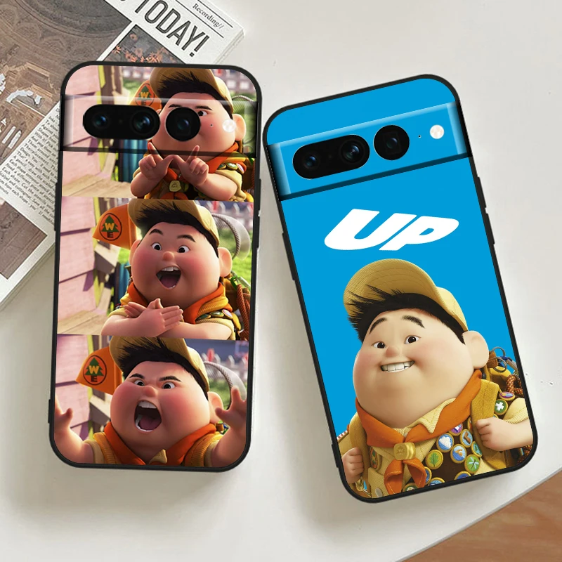 Up Disney Movie For Google Pixel 8 7 6 6A 5 4 5A 4A XL Pro 5G Silicone Shockproof Soft TPU Black Phone Case Cover Coque Capa