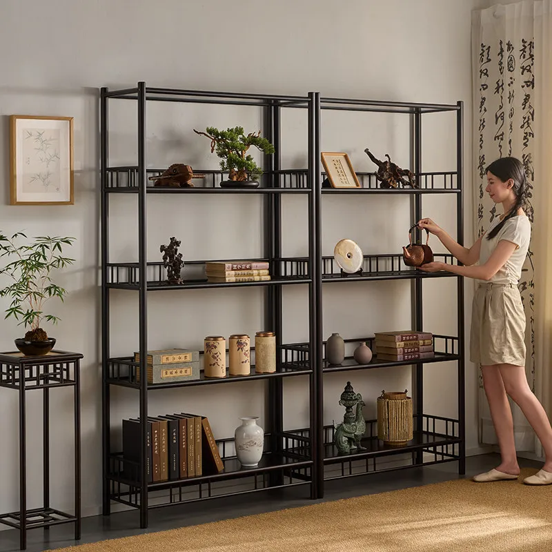 New Chinese-style Bogu frame Duobao Pavilion solid wood floor display frame multi-layer storage frame tea table background