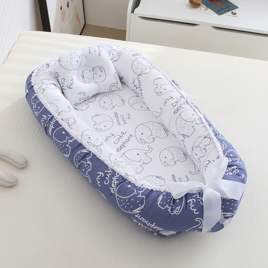 New Portable Newborn Baby Nest Bed Set With Pillow Baby Cradle Cushion Newborn Travel Bed Outdoor Infant Bed Baby Crib For Nest