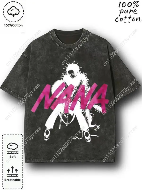 

NANA Ретро футболка для мужчин и женщин, футболка высокого качества, хлопковая модная футболка с короткими рукавами, мягкие дышащие винтажные топы