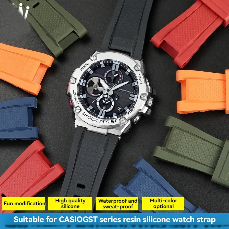 for Casio watch GST-B100D/S100G/S300/S310/410/W100 gst-210 Waterproof sports resin silicone watch strap for men