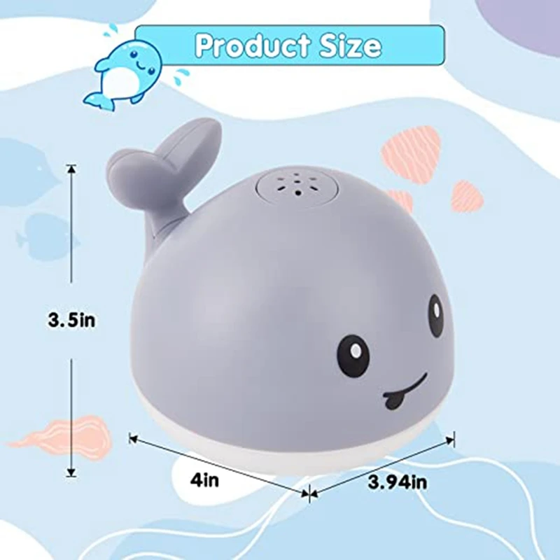 Baleine à jet d'eau pour bébé, jouet de bain, lumière colorée LED, induction automatique avec chargement USB