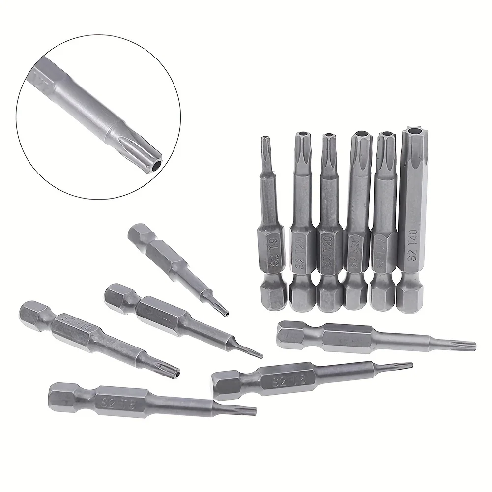 12pc Hollow Plum Blossom Screwdriver Head 50mm Long S2 Hexagonal Handle Screwdriver Screwdriver Bit Electric Tool Drill Set