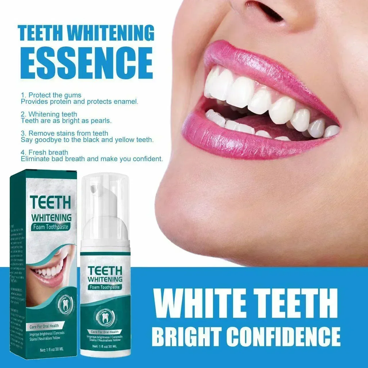 Teeth Whitening Antibacterial Toothpaste Remove Tooth Stains Smoke Stains Tartar Plaque Anti-cavity Solid Teeth