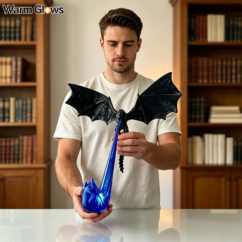 Fire Breathing Dragon Bookshelf Nook Light 3d Printed Flying Dragon Shelf Decor Lover Gift For Halloween Indoor Table Display