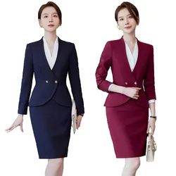 High Quality Fabric Formal Women Business Skirt Suits Spring Summer Ladies Office OL Styles Pantsuits Professional Blazers