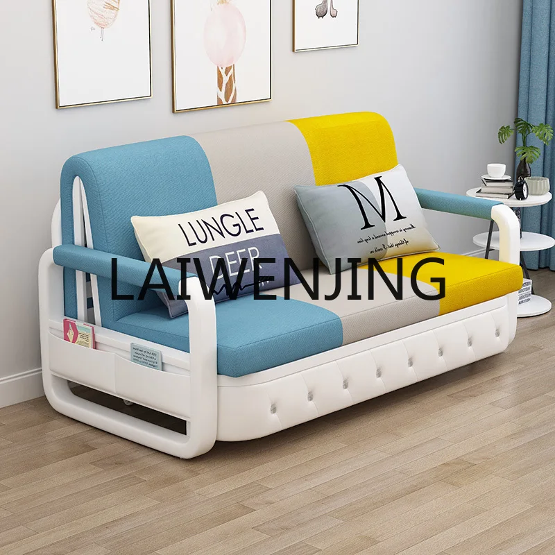 Sofá cama plegable multifuncional de doble uso, almacenamiento retráctil integrado, individual y doble, tela artesanal para sala de estar